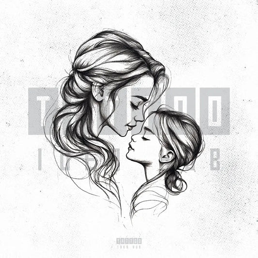 simple mother daughter tattoo idea design stencil png
