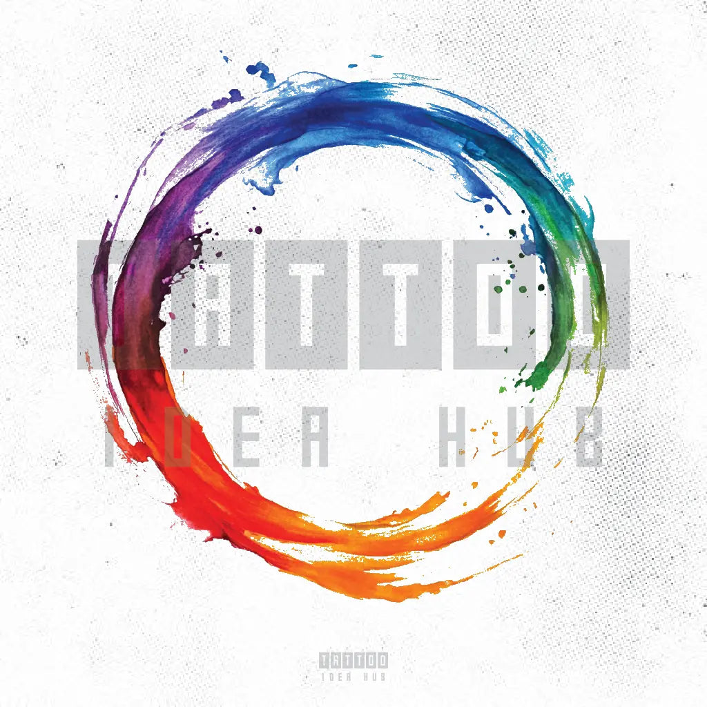 rainbow zen circle watercolor tattoo idea design stencil png