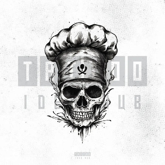 simple skull chef tattoo idea design stencil png