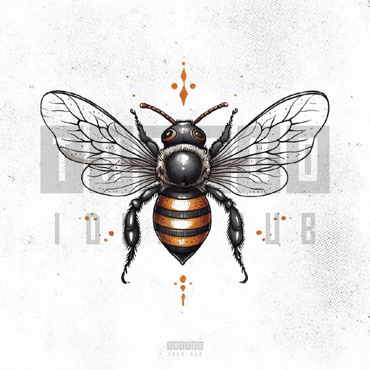 simple vintage bee tattoo idea design stencil png