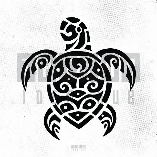 simple tribal polynesian sea turtle tattoo idea design stencil png