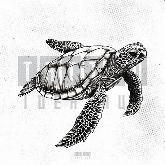 simple realistic sea turtle tattoo idea design stencil png