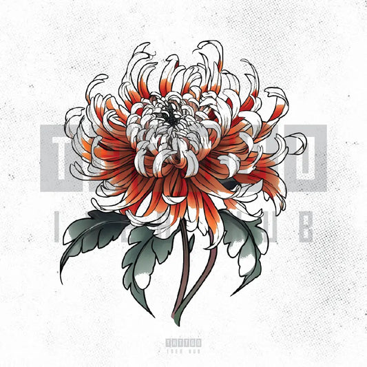 japanese chrysanthemum flower tattoo idea design stencil png