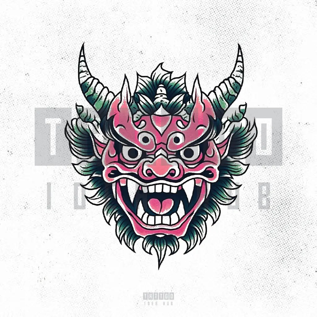 japanese demon tattoo idea design stencil png