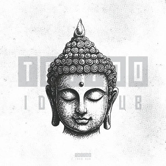simple buddha tattoo idea design stencil png
