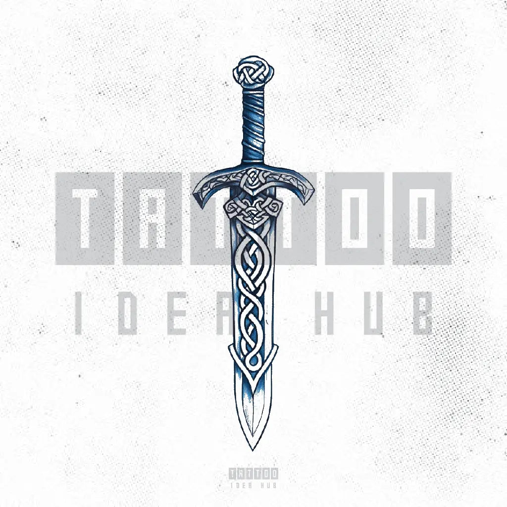 blue viking sword tattoo idea design stencil png