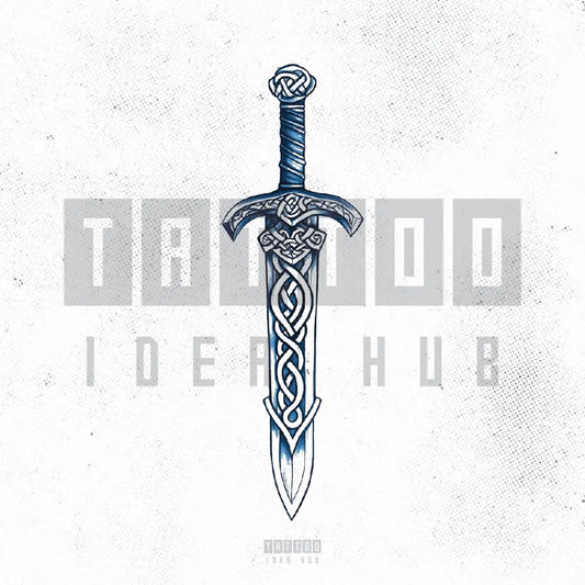 blue viking sword tattoo idea design stencil png