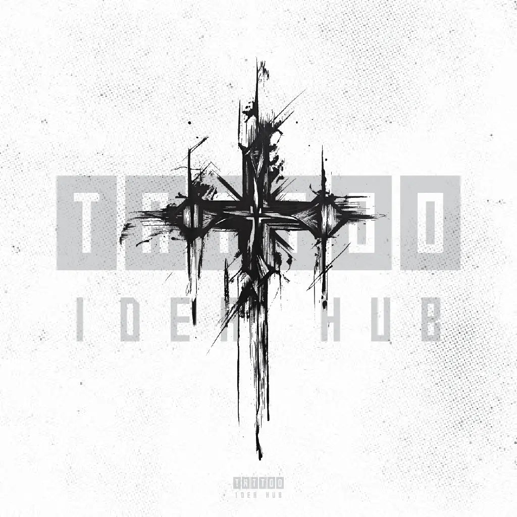 abstract 3 cross tattoo idea design stencil png