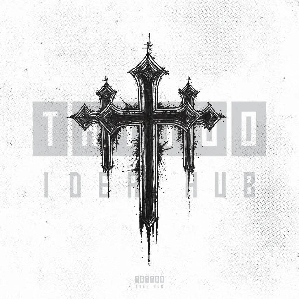 gothic 3 cross tattoo idea design stencil png