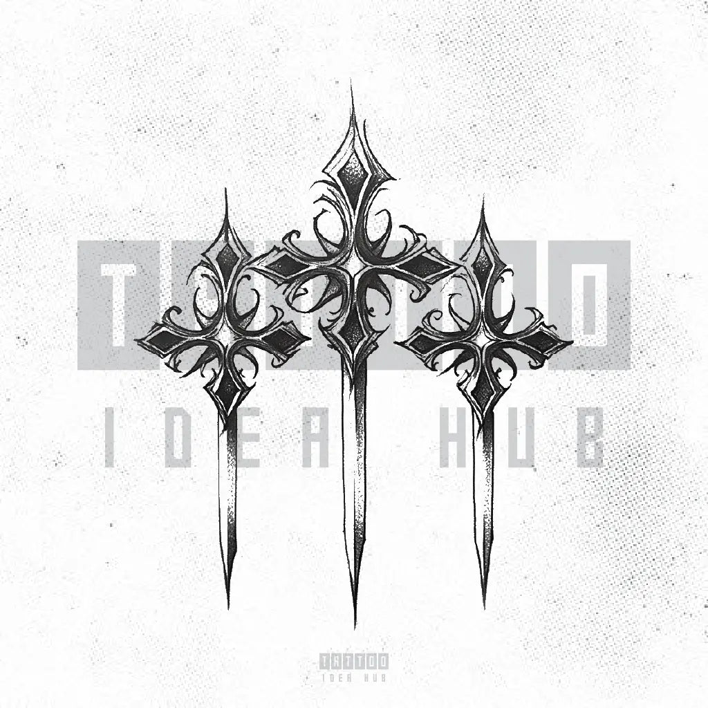 viking 3 cross tattoo idea design stencil png