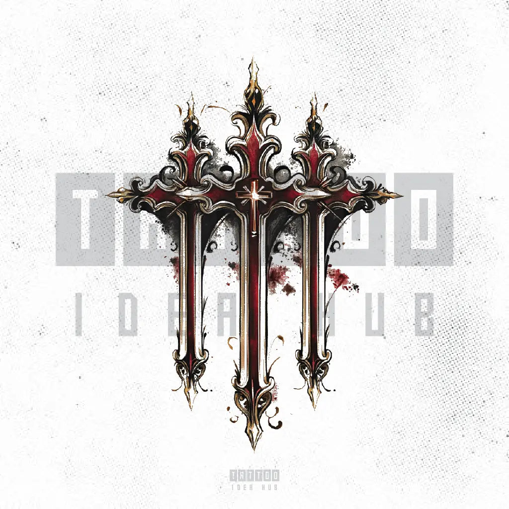 holy 3 cross tattoo idea design stencil png