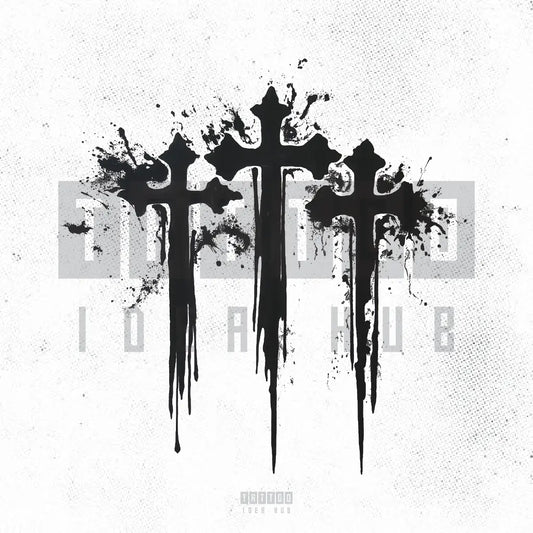 blackwork gothic 3 cross tattoo idea design stencil png