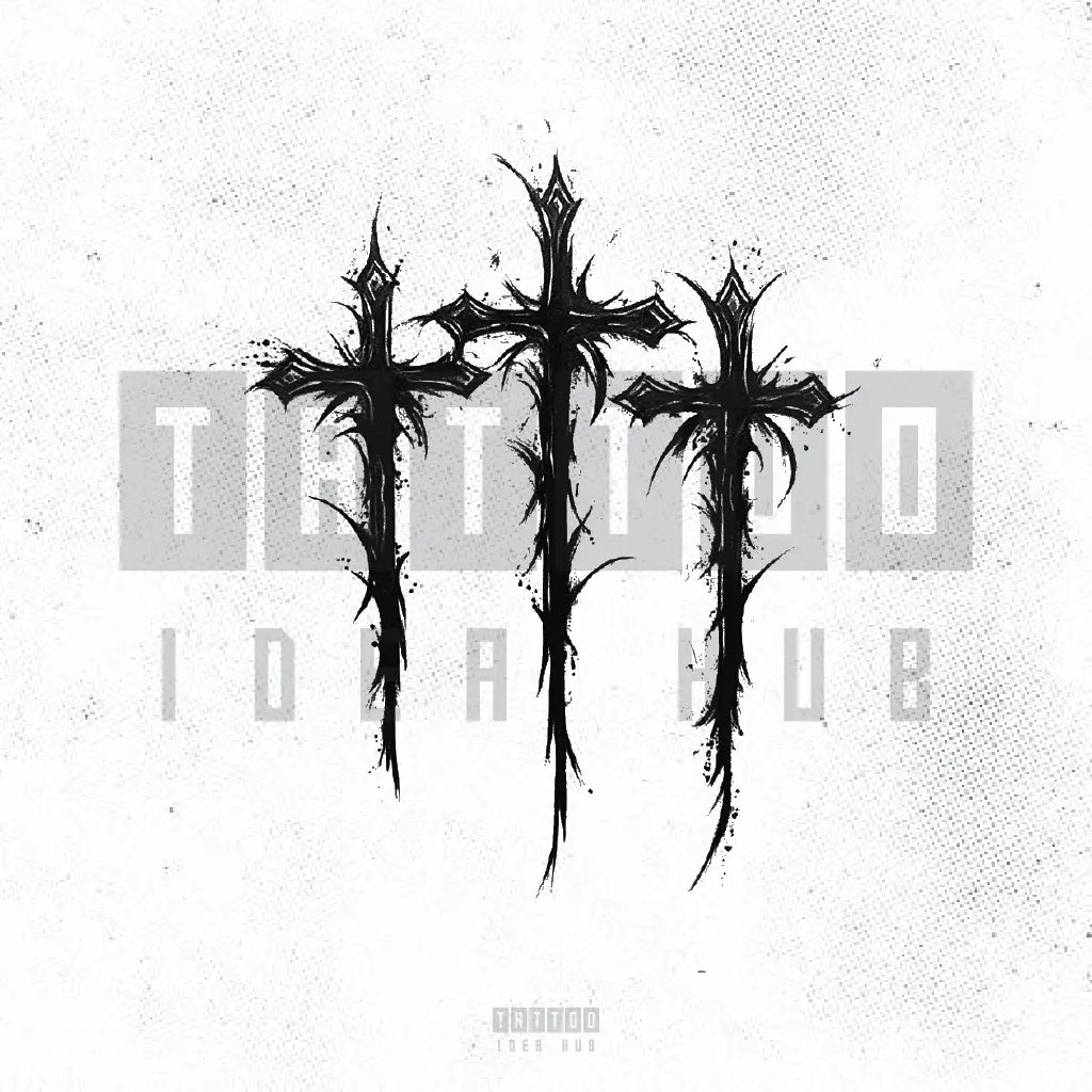 sketch 3 cross tattoo idea design stencil png