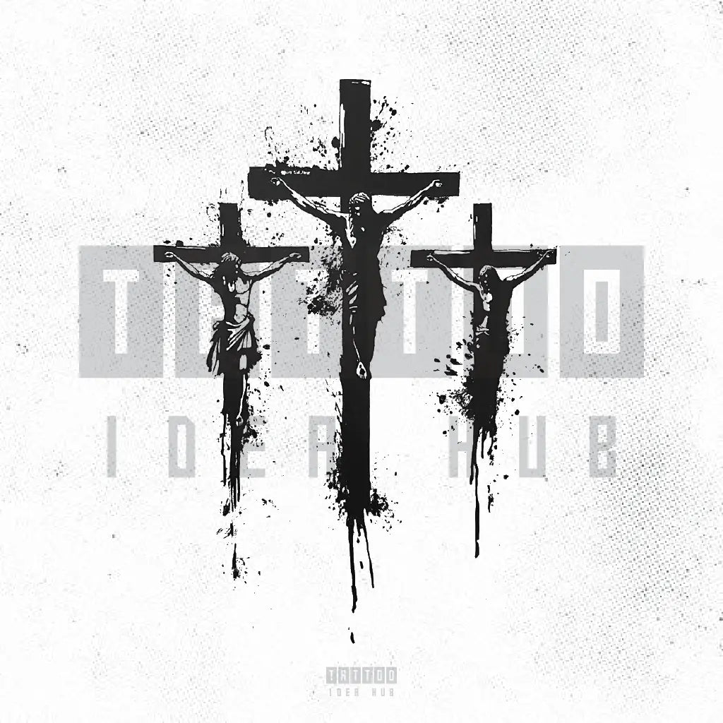 3 cross jesus religious tattoo idea design stencil png