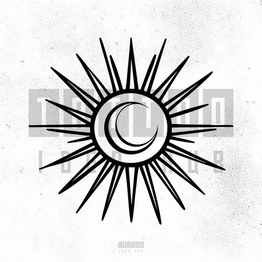 outline simple sun and moon tattoo idea design stencil png
