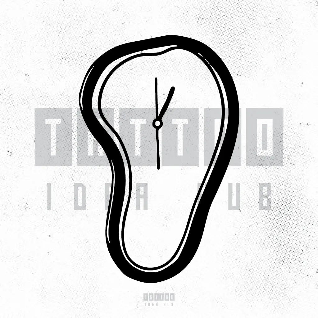 melting clock tattoo idea design stencil png