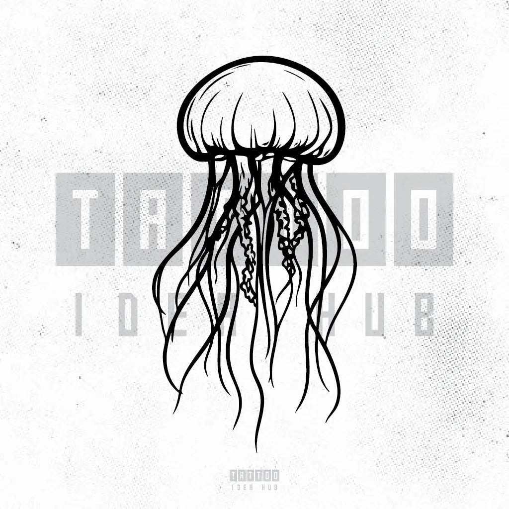 simple jellyfish tattoo idea design stencil png