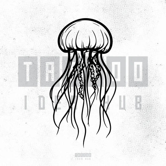 simple jellyfish tattoo idea design stencil png