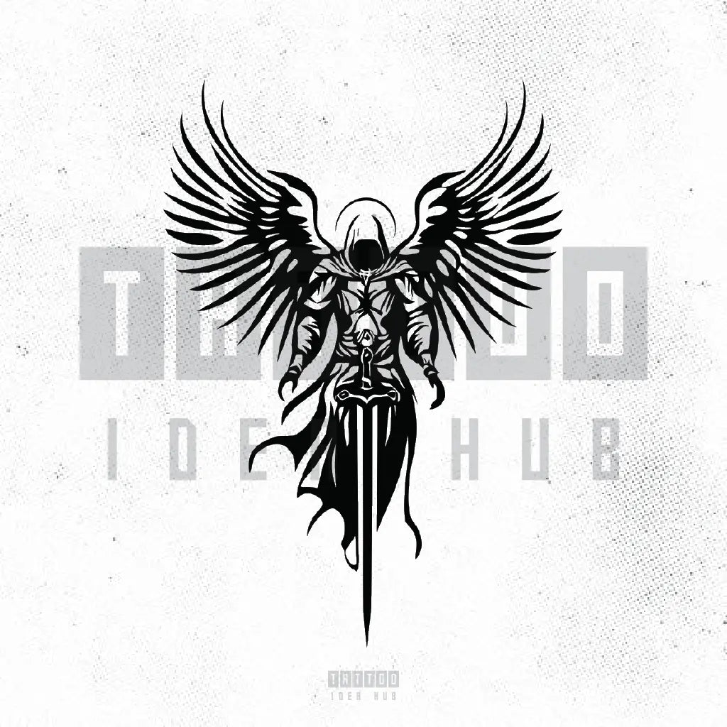 simple st michael symbol tattoo idea design drawing stencil png