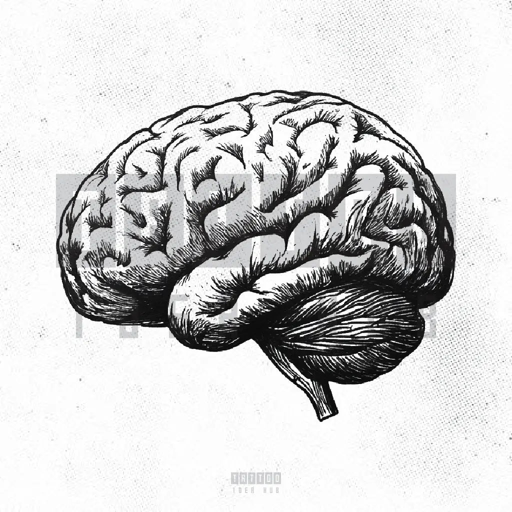 anatomical brain tattoo idea design drawing stencil png
