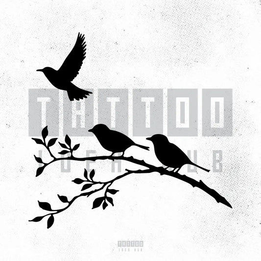 two birds one flying away tattoo idea design drawing stencil png