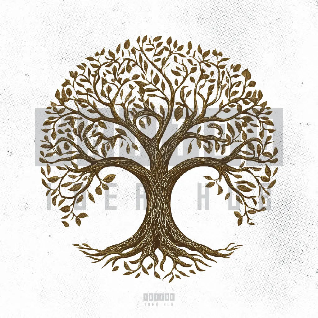wooden tree of life tattoo idea design drawing stencil png