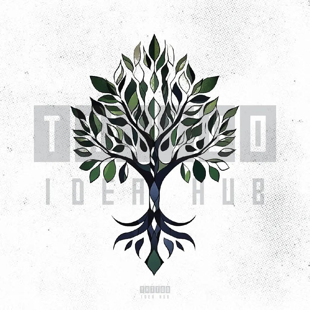 geometric family tree tattoo idea design drawing stencil png