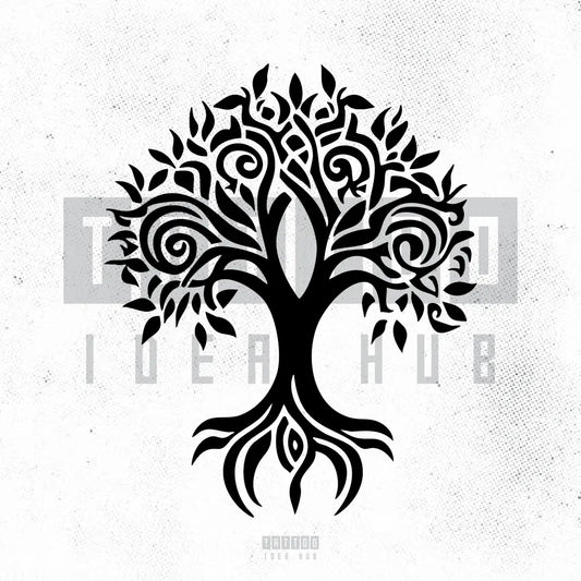 tribal family tree tattoo idea design drawing stencil png