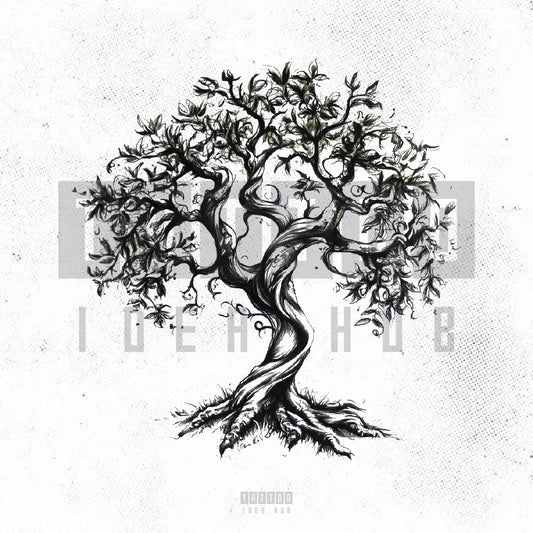 realistic family tree tattoo idea design drawing stencil png