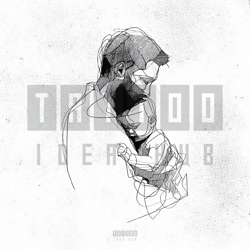 abstract baby boy father son outline tattoo idea design drawing stencil png