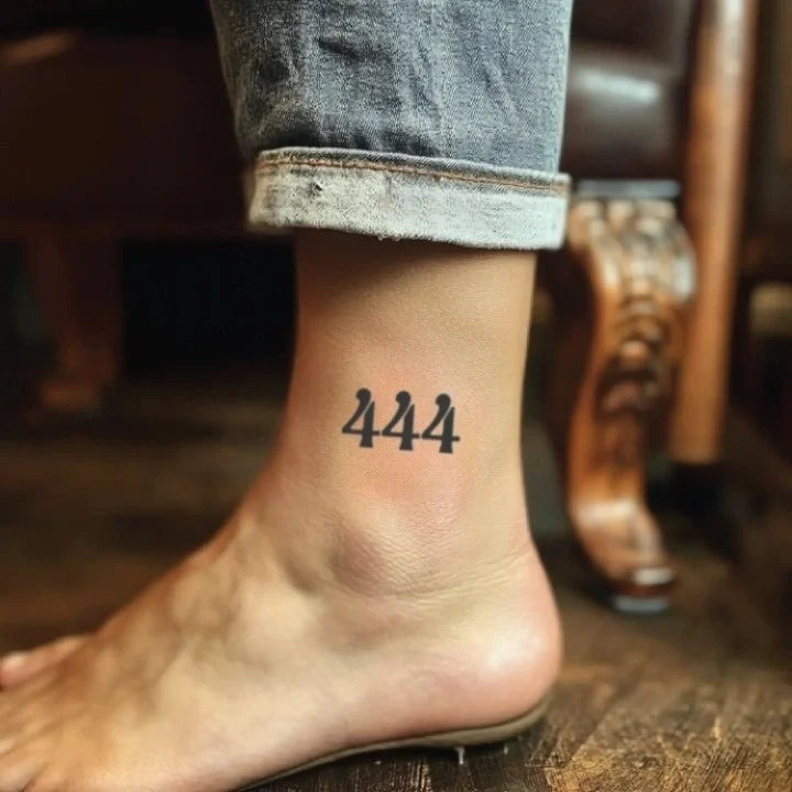 roman numeral font 444 ankle temporary tattoo idea design