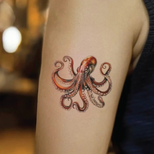 realistic octopus bicep temporary tattoo idea design