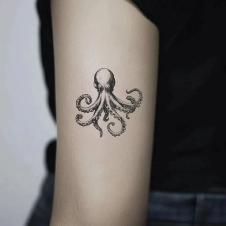 simple octopus bicep temporary tattoo idea design