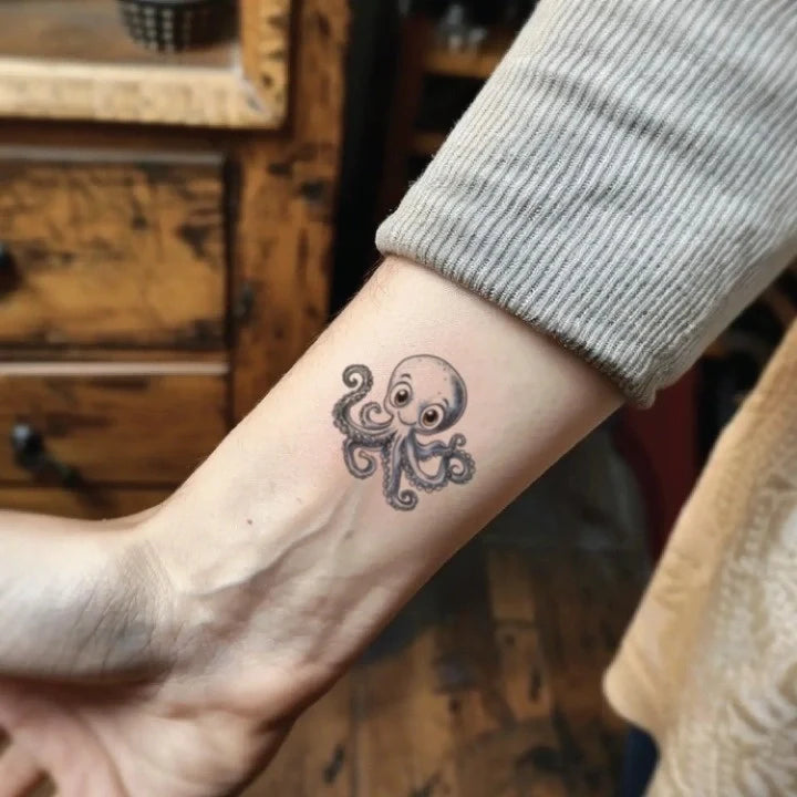 cute octopus wrist temporary tattoo idea design