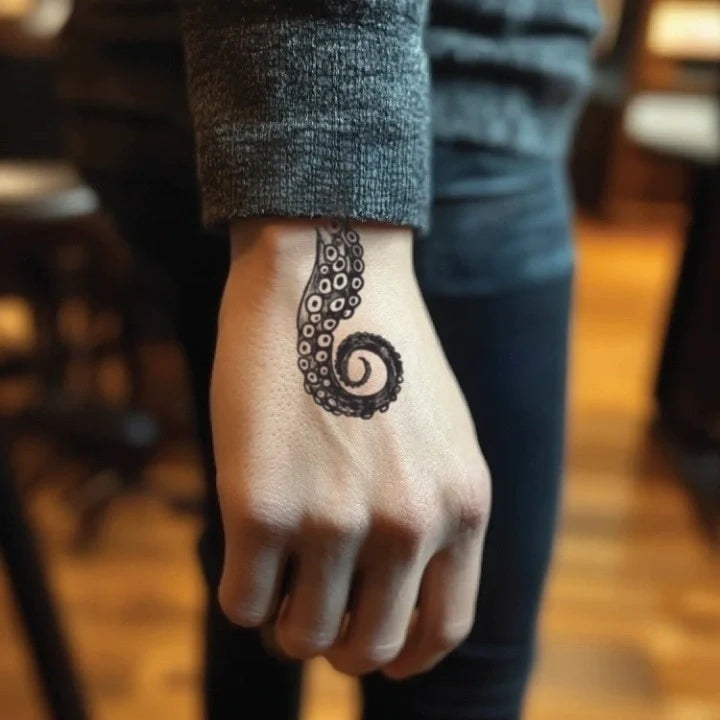 octopus tentacle hand temporary tattoo idea design