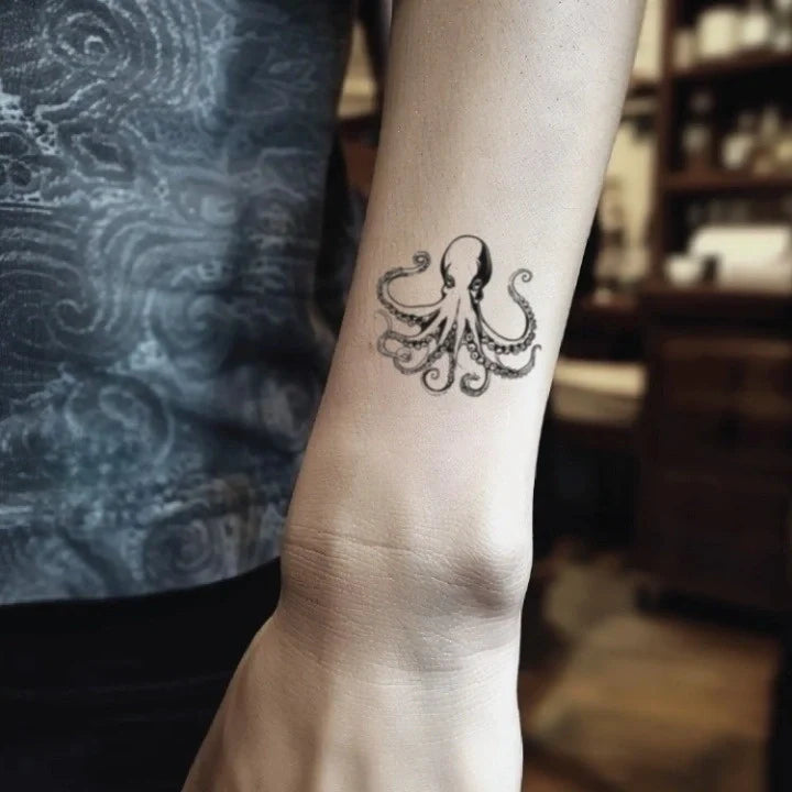 octopus outline wrist temporary tattoo idea design