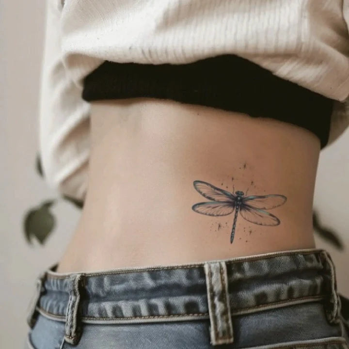 mystical dragonfly waist temporary tattoo idea design