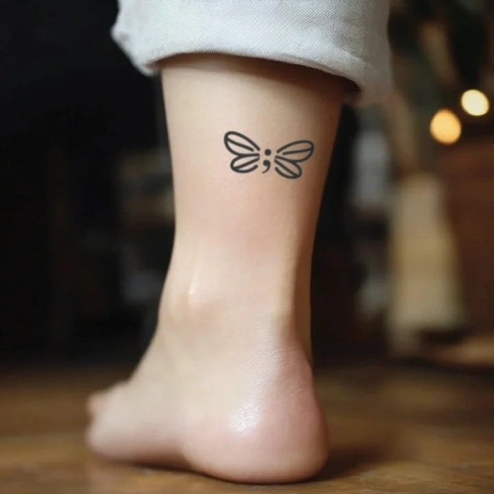 semicolon dragonfly leg temporary tattoo idea design