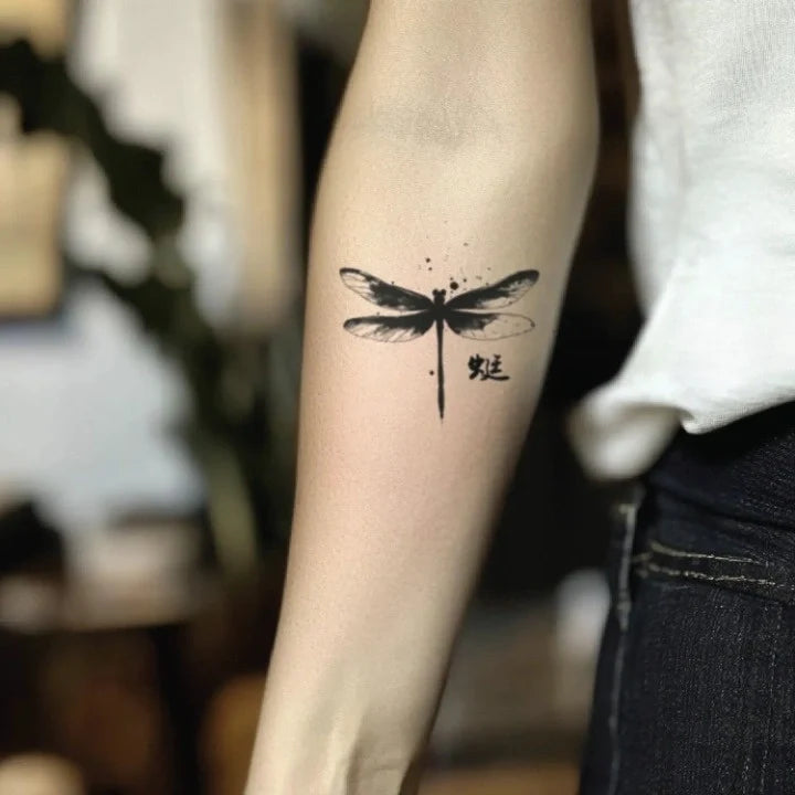 chinese dragonfly forearm temporary tattoo idea design