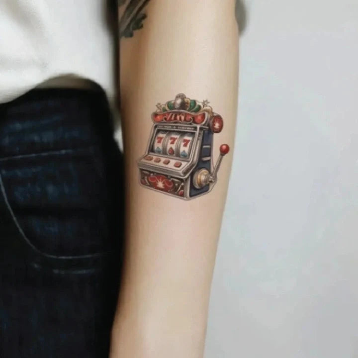 777 slot machine forearm temporary tattoo idea design
