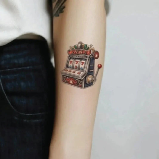 777 slot machine forearm temporary tattoo idea design