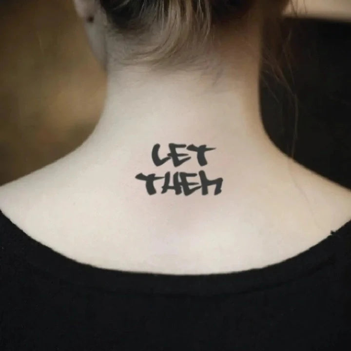 let them graffiti style neck temporary tattoo idea design