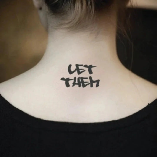 let them graffiti style neck temporary tattoo idea design