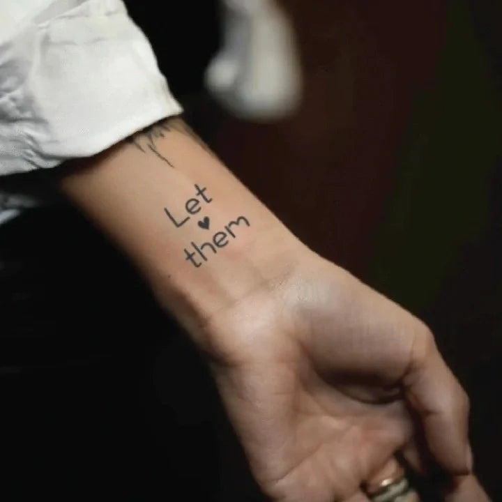 let them with heart wrist temporary tattoo idea design