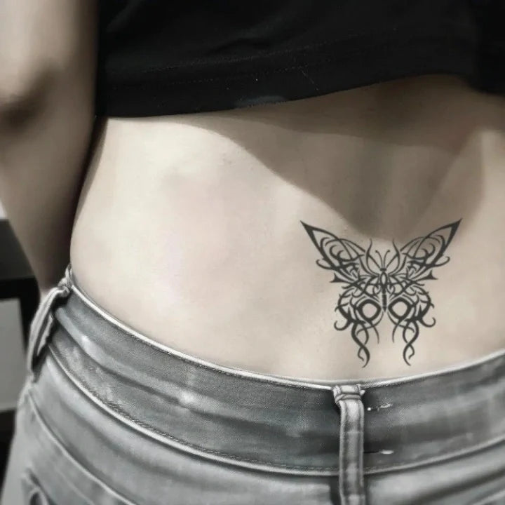 celtic butterfly lower back temporary tattoo idea design