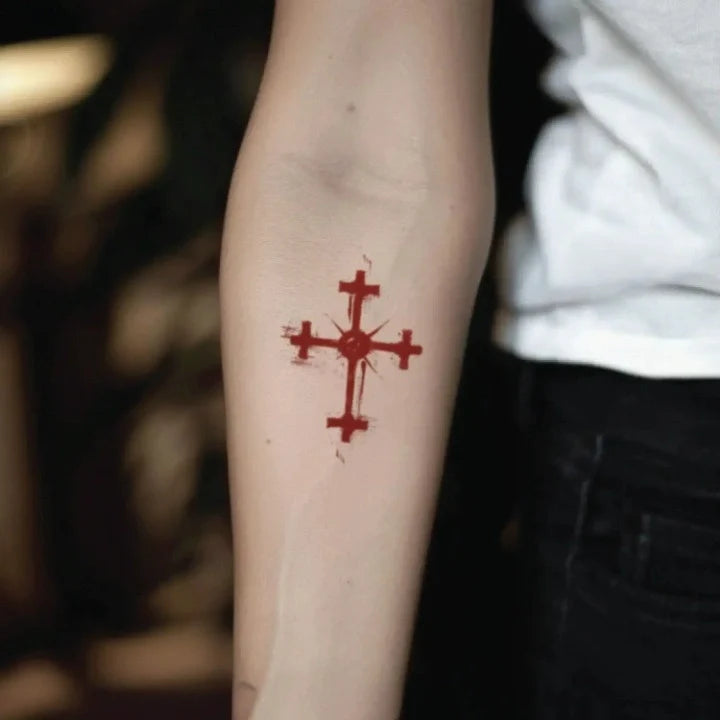 red cross forearm temporary tattoo idea design