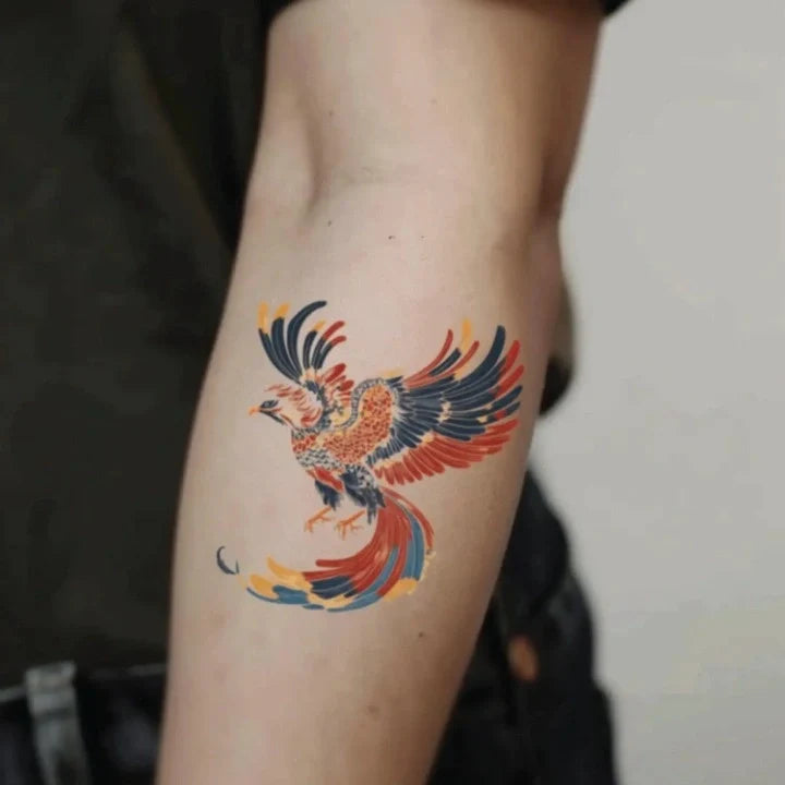 japanese phoenix forearm temporary tattoo idea design