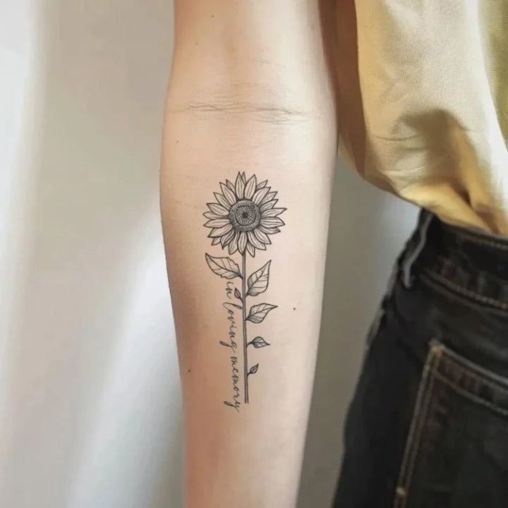 sunflower memorial forearm temporary tattoo idea design