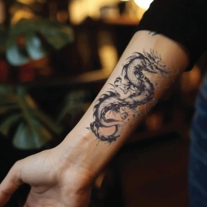 japanese dragon forearm temporary tattoo idea design