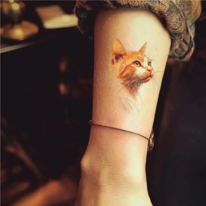 orange cat forearm temporary tattoo idea design